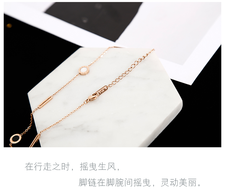 Han Jing thời trang gợi cảm khí chất đen trắng vòng chân vòng chân nữ vòng chân bằng thép titan với trang sức mắt cá chân lắc chân pnj
