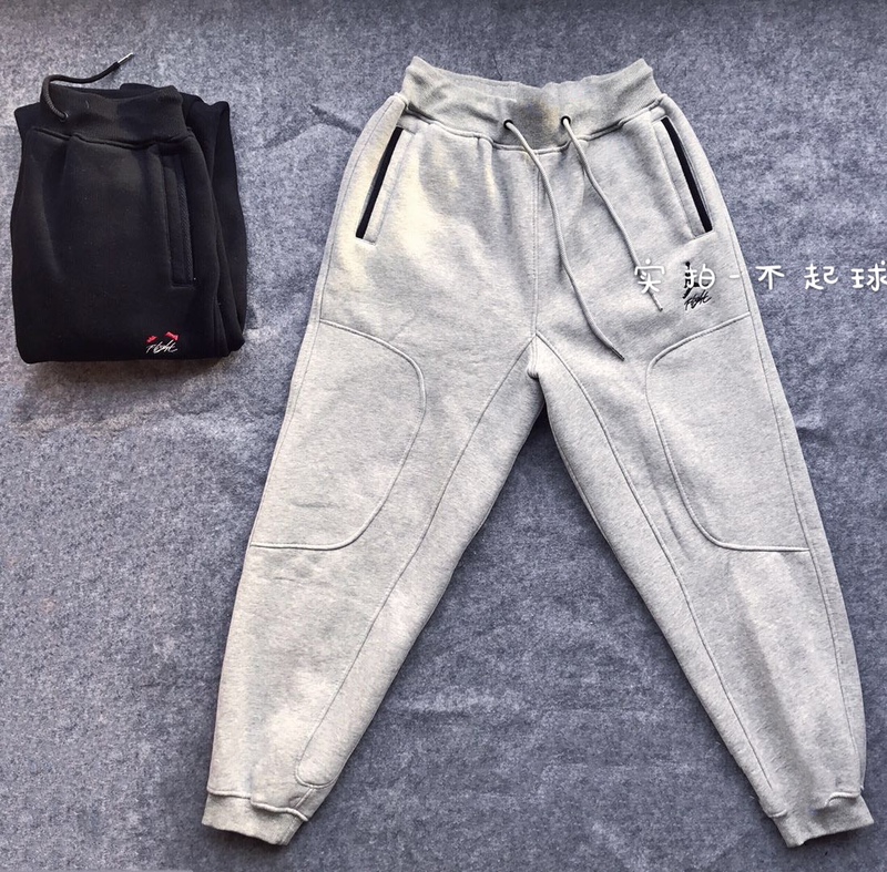 Aj Flyer 23 American-Style Sports Pants for Men, Loose Fit, Jogger Style, Spring and Autumn Casual Fleece-Lined Long Pants, Basketball Training Gray Sweatpants