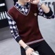 Thu kỳ nghỉ hai mảnh phiên bản Hàn Quốc cổ áo sơ mi áo len nam có chì knitsweater áo len quần áo mùa thu mỏng.