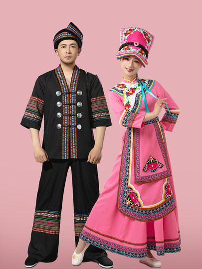 羌族服装成人男女舞台演出服套装新款少数民族长裙舞蹈表演服拍照