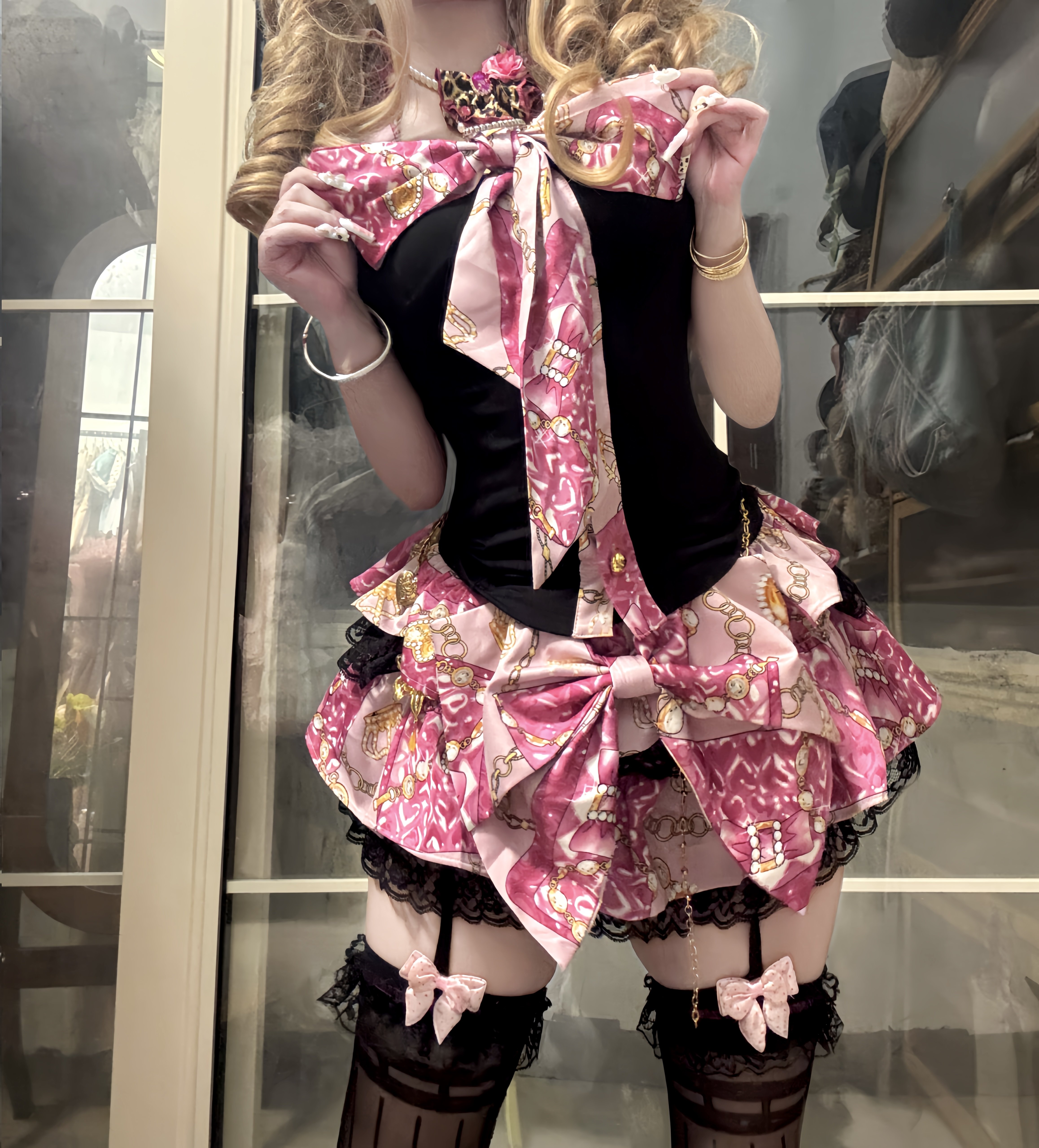 Аниме косплей костюмы Униформа 小恶魔lilgyaru姬系蝴蝶结套装裙子gal系辣妹古早味mars风