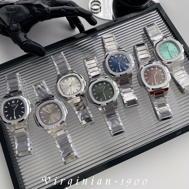 【Virginian1900】Ultra-Thin Square Nautilus Luminous Steel Band Quartz Waterproof Fashionable Men's Watch