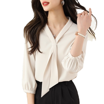 Summer Advanced Sensation 70% Sleeve Professional Temperament White Shirt Woman Spring And Autumn Shirt Temperament Interview Positive for snow-spinning blouses