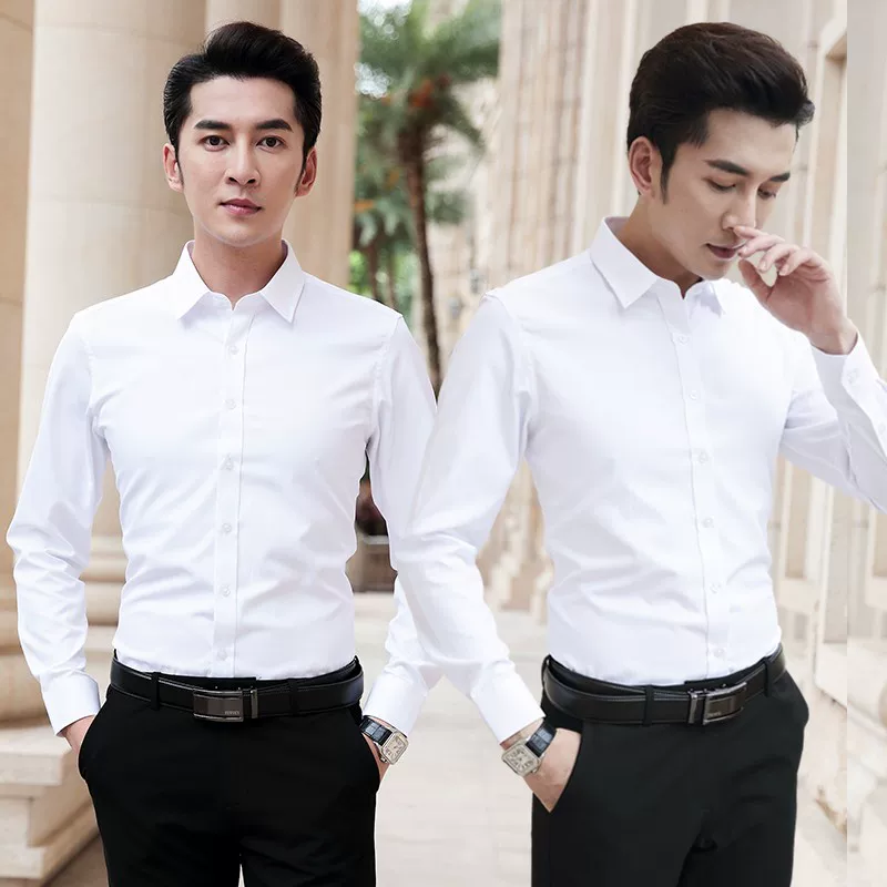Men's spring summer white shirt, style