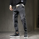 Весенние штаны, джинсы, осенние повседневные брюки, тренд сезона, оверсайз, эластичная талия