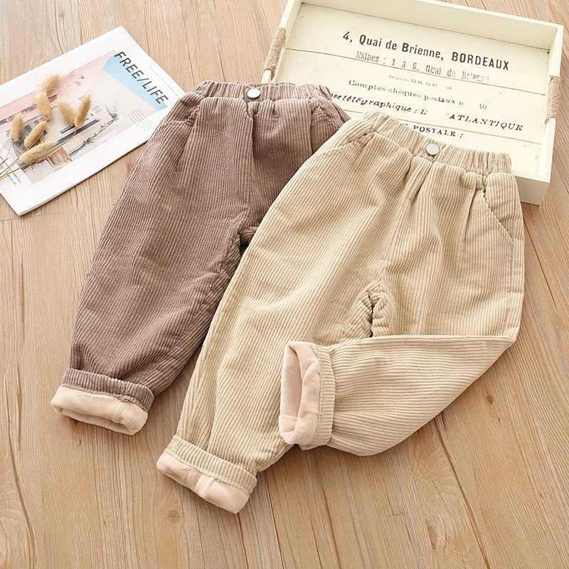 Children Light Core Suede Trousers 2022 Autumn Winter New CUHK Children Casual Pants Han Edition Boy Gush Pants Thickened Tide