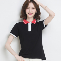 Cotton lapel short sleeve womens custom new summer womens wear T-shirt loose size sports polo shirt