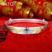 PATO sterling silver bracelet female s999 Dragon Phoenix niche high-end mahjong birthday gift practical jewelry for Mother Mother