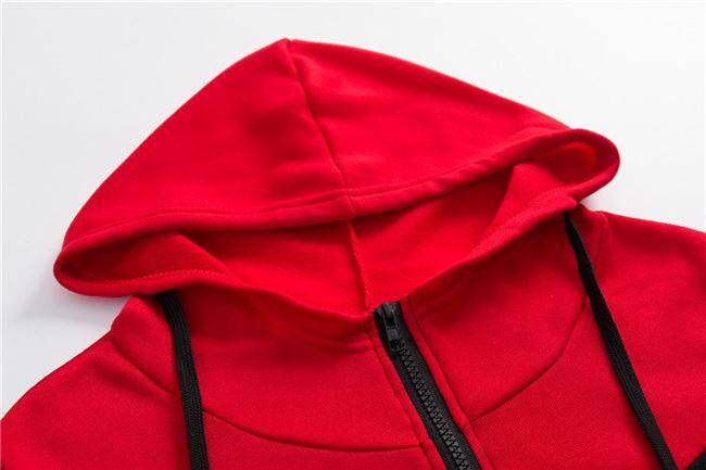 Dames patchwork sport hoodie en short set voor casual_voghion.com
