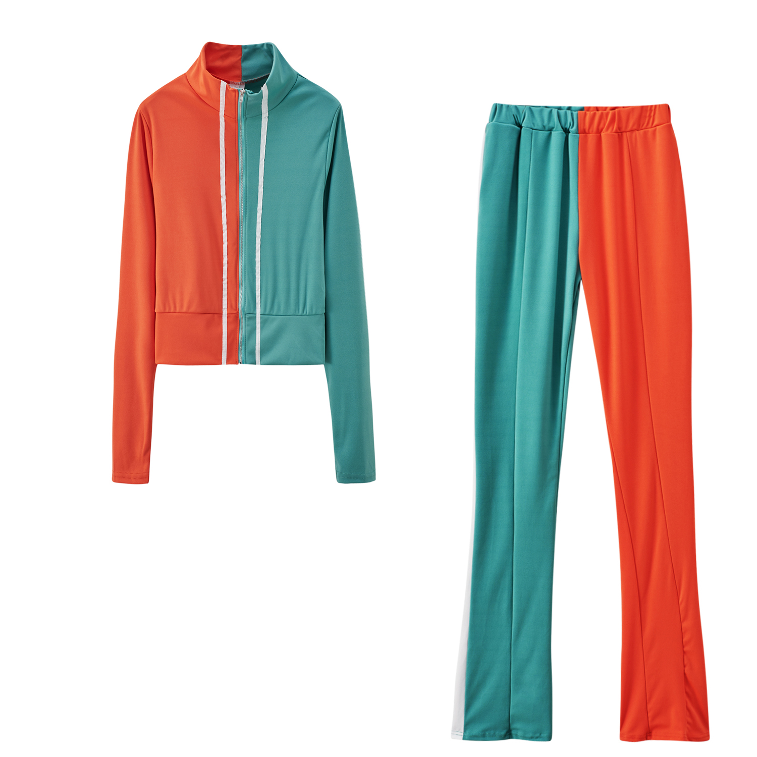 Color Stitching Sports Shirt & Pants Set NSYF47073