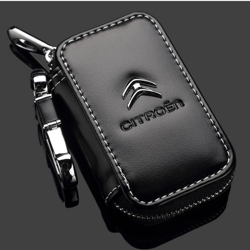 Snow iron Dragon Elysee C4 Shiga C5CXR Two key protection Remote control car decoration Key Bag Genuine Leather