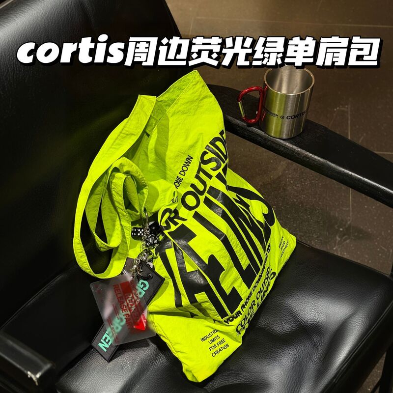 New Cortis Fluorescent Green Shoulder Bag Idol Merchandise Trendy Letter Tote Bag Large Capacity Commuter Handbag New Cortis Fluorescent Green Shoulder Bag Idol Merchandise Trendy Letter Tote Bag Large Capacity Commuter Handbag