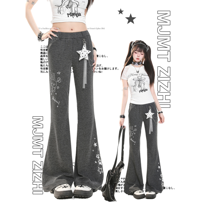 American Retro Star-Striped Flared Pants for Women, Summer High-Waisted Slim-Fit Drapey Casual Long Pants American Retro Star-Striped Flared Pants for Women, Summer High-Waisted Slim-Fit Drapey Casual Long Pants