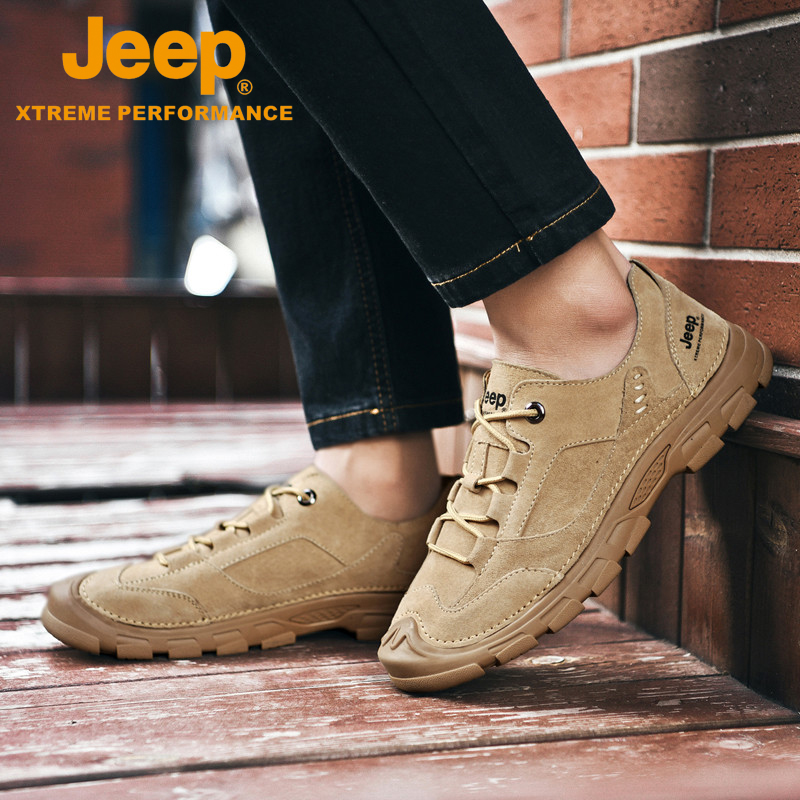 Jeep Gip Mountaineering Shoes Men Winter Waterproof Non-slip Outdoor Casual Shoes Wear leather sport hiking shoes