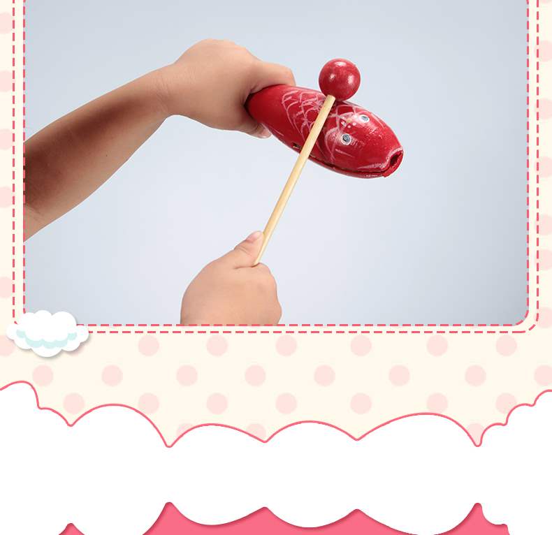 Bán nóng [] nhạc cụ gõ cá gõ đỏ cho trẻ em - Đồ chơi nhạc cụ cho trẻ em bộ trống trẻ em