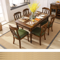 American table solid wood dining table and chairs combined living room rectangular home dining table furniture One table six chairs