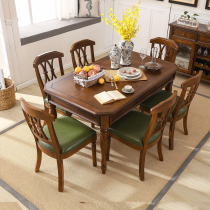 American Solid Wood Dining Table And Chairs Combined Rectangular Dining Table Dining Table Small Family Dining Table One Table Six Chairs