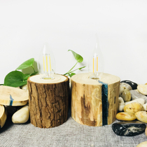 Creative Artisanal Log Tree Pile Decoration Small Table Lamp Desktop Pendulum Pieces Fields Garden Folk Accommodation American Countryside Desk Bed Headlights