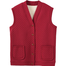 Thermal vest for the elderly mens velvet thickened vest cardigan mens middle-aged and elderly thermal clothing womens top winter