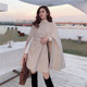 ເສື້ອຢືດສຳລັບຜູ້ຍິງ 2022 ຮູບແບບໃໝ່ກາງຍາວ cape temperament Hepburn thickened cotton woolen coat coat for women autumn and winter