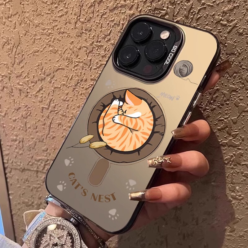 Sleepy Big Orange Cat Magsafe Magnetic Charging 17 Suitable for Apple 16 Pro Max Phone Case iPhone 15 Pro Cute 14 Creative 13 Pm New Model for Women 12 Trendy Couple 11 Trendy Cute Pet Plus