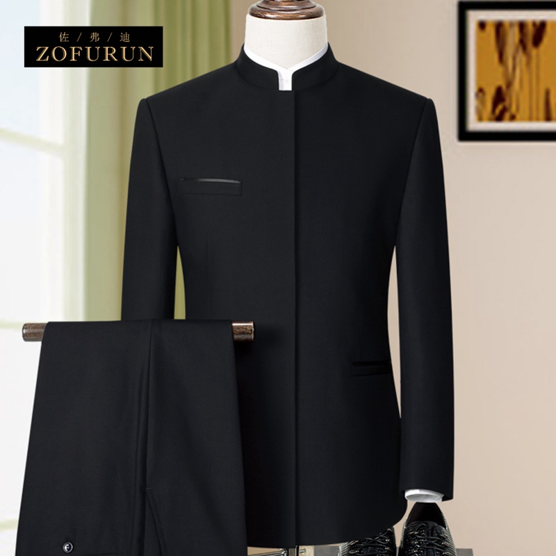 ZofuRun light luxury Zhongshan suit men slim Chinese groom dress Chinese standing collar suit Tang suit