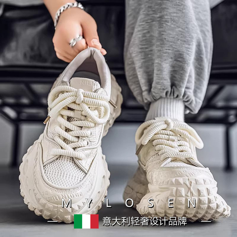 Mai Luosen's New Luxury Mesh Shoes, Versatile Men's Tire-Soled Thick-Soled Height-Increasing Casual Sports Dad Shoes for Men