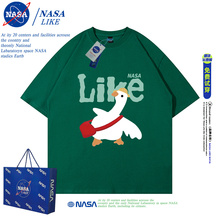 NASA Co branded Cotton Short sleeved T-shirt for Men and Women Couples Summer Loose 2024 New Trendy Brand Half sleeved Top