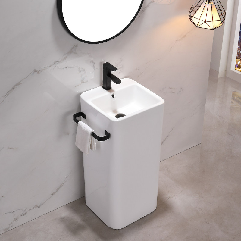 Ceramic column basin balcony one-piece floor-to-ceiling washbasin outdoor conjoined sink hotel column-type washbasin