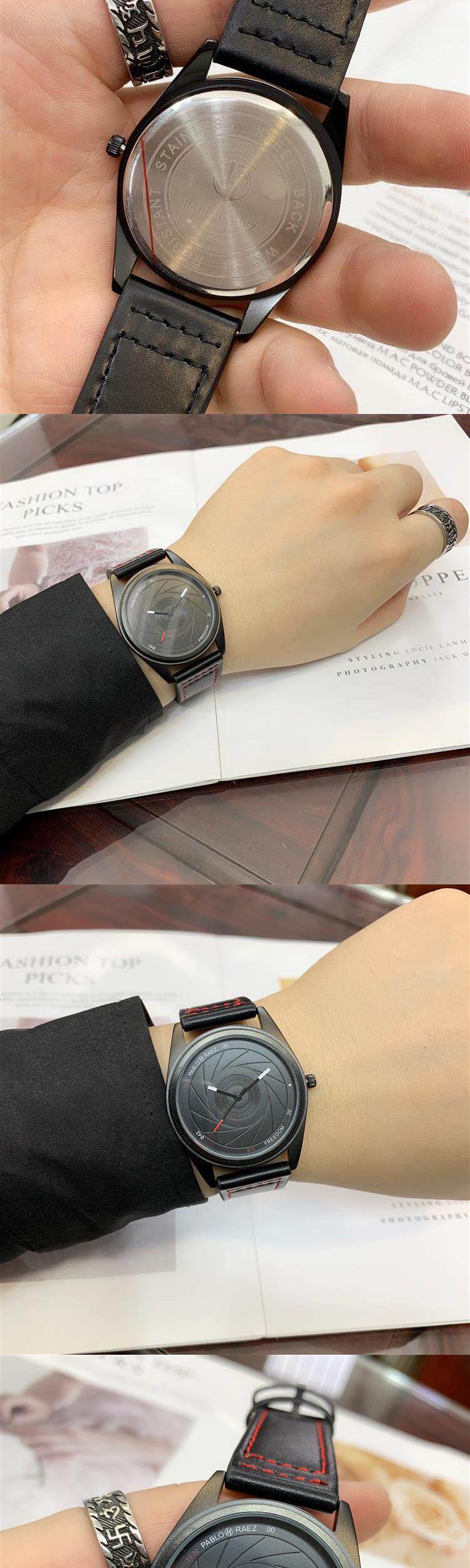 Ceinture personnalisée pour hommes, technologie noire, belle montre à Quartz étanche, Style Simple_voghion.com