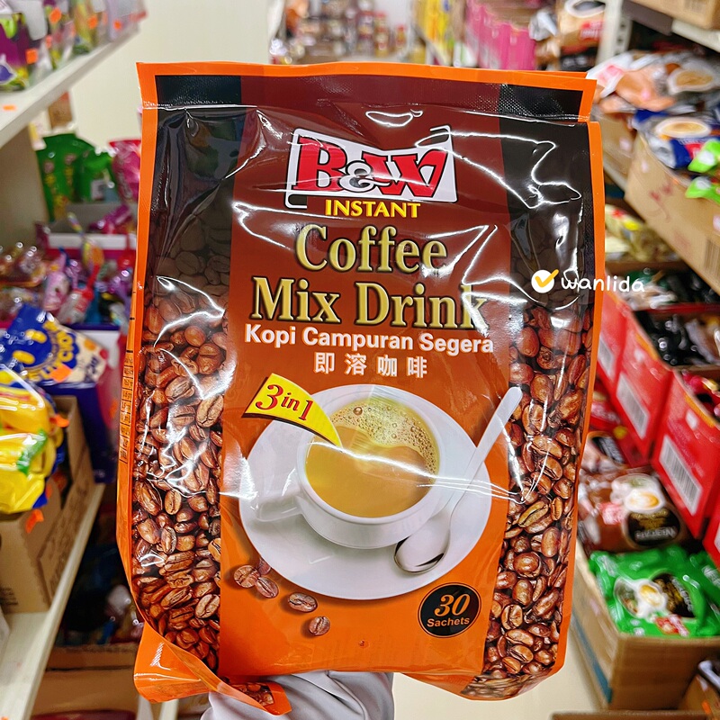 Malaysia B&W Jianli 3-in-1 Original Instant White Coffee Powder, Fragrant and Refreshing, 30 Small Packets, 600g