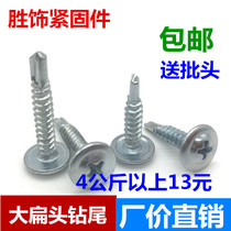 Self-tapping drill tail screw Large flat head Huashi cross round head high strength dovetail screw M4 2 13 16 25