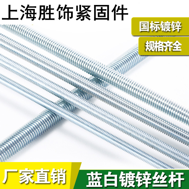 4 8 Class 8 8 8 8 Class 12 9 Galvanized National Standard 1 m Tooth Strip Wire Rod White Zinc Full Tooth screw M6M10M12M16