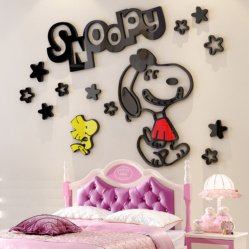 Snoopia acrylic 3d three-dimensional wall stickers children's room cartoon stickers decoration boy bedroom bedside wall stickers - Taobao