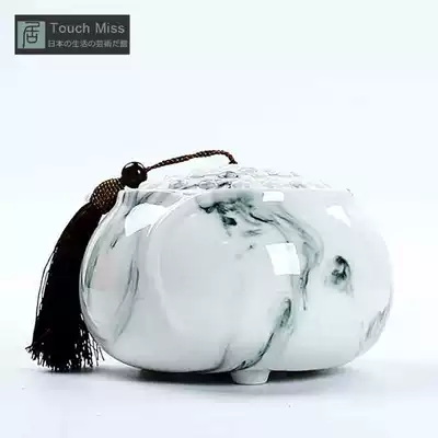Touch Miss Jade porcelain tea jar Storage jar Large tea jar White porcelain sealed jar Carved jade porcelain tea jar Small