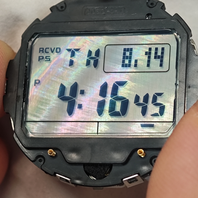 Small Square 5600 5610 Watch Mother-Of-Pearl Lcd Display Modification (Not Selling the Movement) Small Square 5600 5610 Watch Mother-Of-Pearl Lcd Display Modification (Not Selling the Movement)