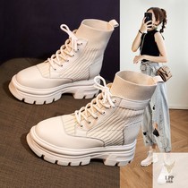 Martin boots female English style 2020 new autumn and winter autumn shoes Joker plus velvet Inner height slim short boots