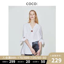 COCOCOZI Mu bai (cotton) 2021 spring new womens shirt design shirt loose five-point sleeves