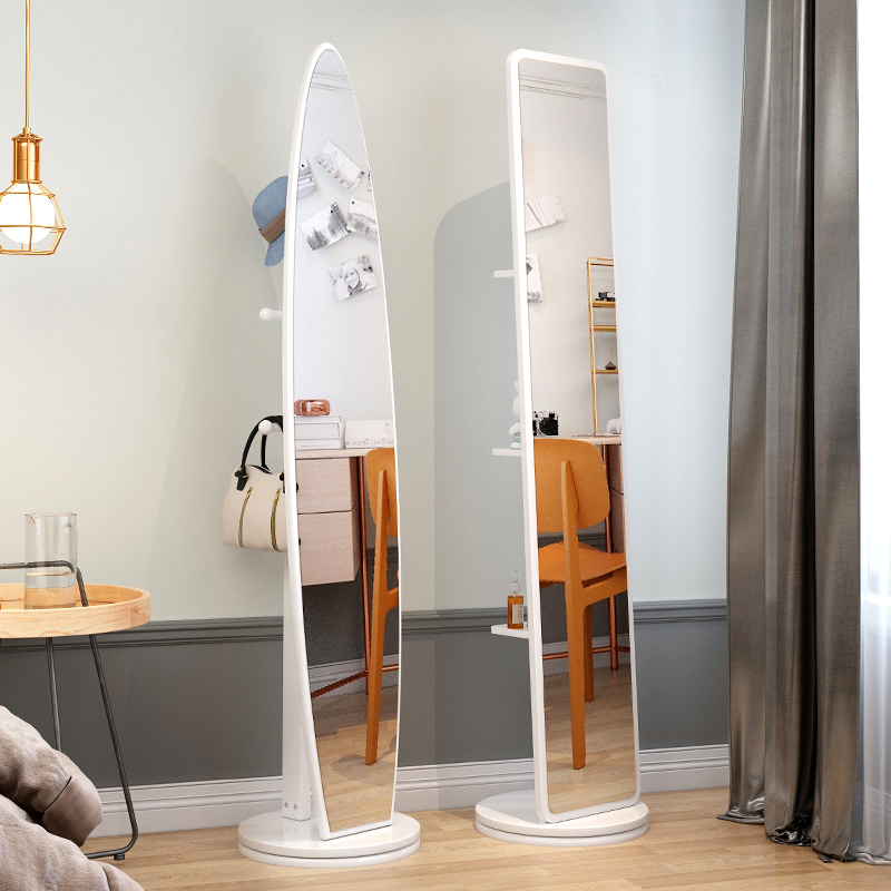 Minimalist vertical mirror bedroom floor mirror mobile rotating large mirror full body mirror girl full-body mirror with wheels