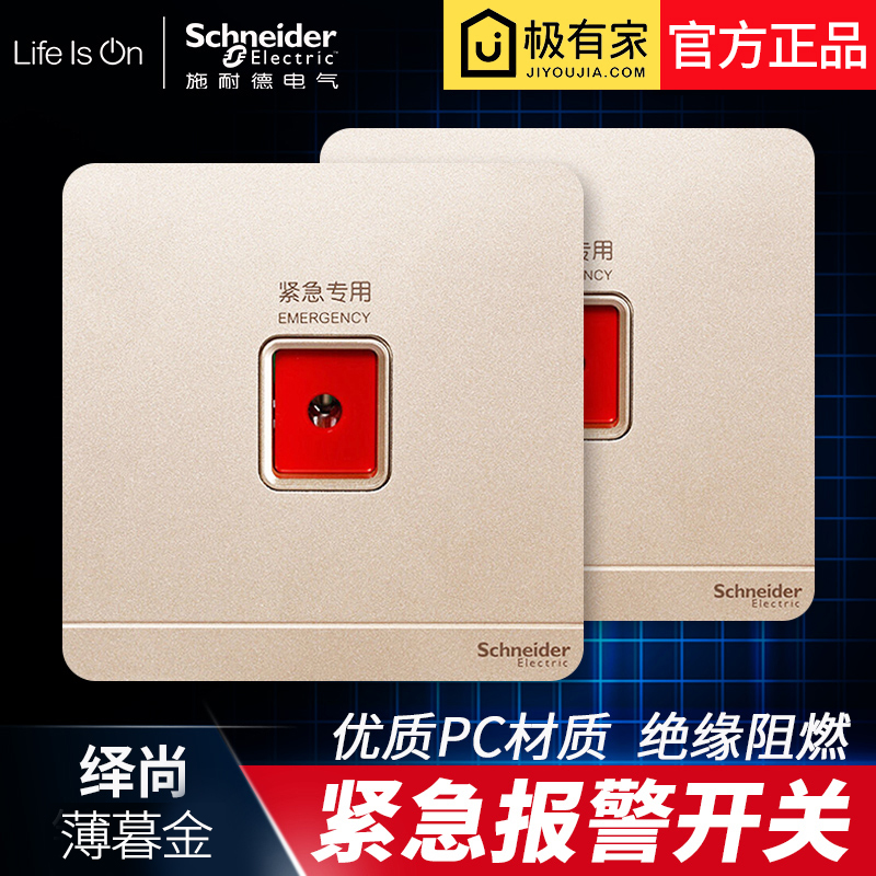 Schneider Switch Socket Panel Endless Series Golden Alarm Switch 86 Type Wall Panel Alarm Switch