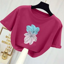 Korean cotton short sleeve T-shirt female 2021 summer new thin joker loose slim print round neck top tide