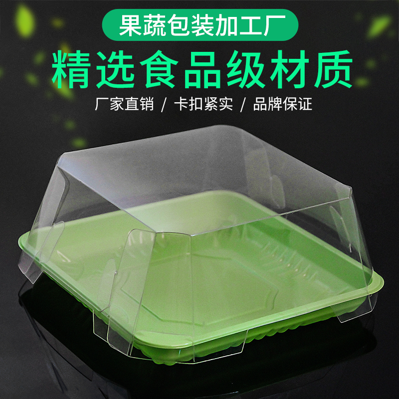 3D Solid Fold Case Square Plastic Transparent Packaging Box Disposable Fruit Pan Silver Earthen Sushi Box Cake Box