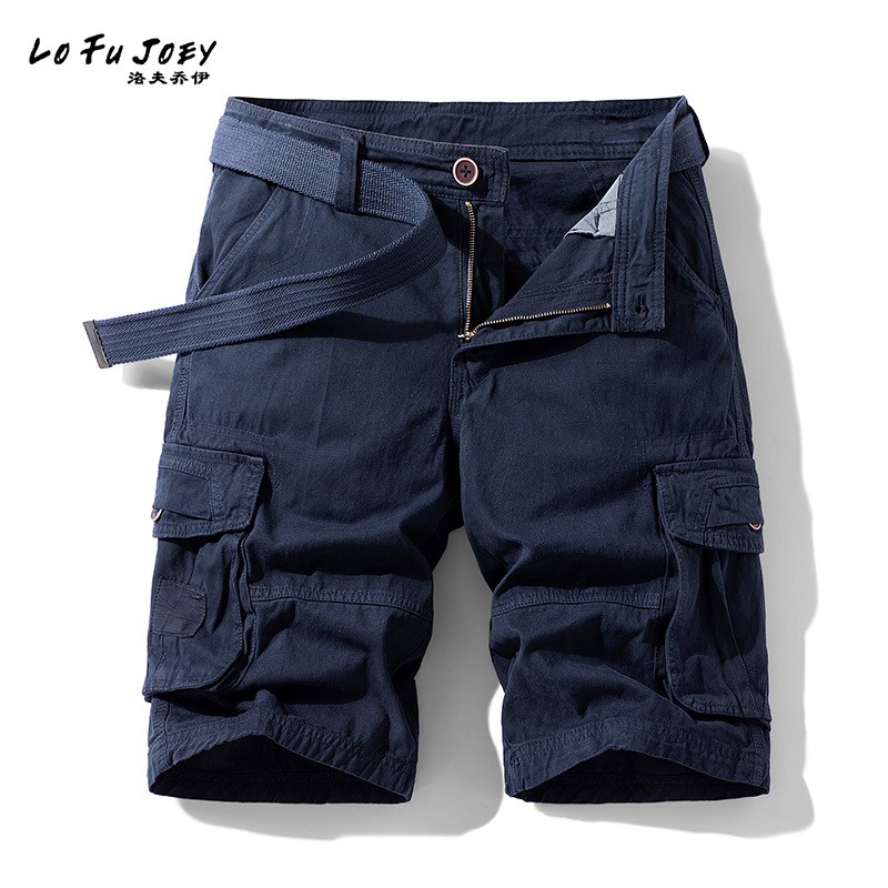 Men's Work Shorts, Summer Thin Style, American Trendy Brand, Men's Summer Thin Pants, Multi-Pocket Pants, Loose Five-Point Shorts