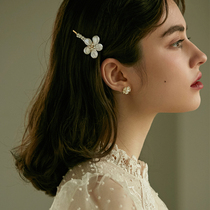 One-word clip hairpin Net red female Korean fairy Mori Super fairy A hairclip ins duckbill adult pearl hair band