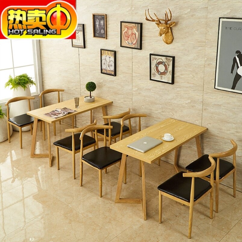 Manufacturer Direct Selling Dining Room Milk Tea Shop Rental Housing Fast Food Table And Chairs Combined Dorm Room Burger Snack Drinks Hotel