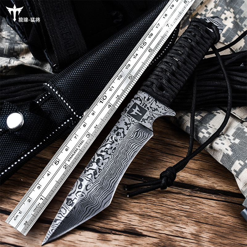Forging with small knife outdoor small knife tritium gas cutter anti-body cold soldier straight knife open knife field army knife open blade sharp knife