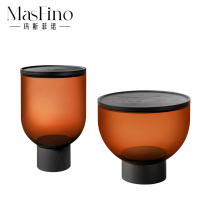 Masfino Nordic Modern Living Room Round Storage Glass Tea Table Wood Small Family Sofa Edge A Few Brief Wind