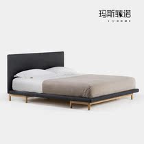  MSFN solid wood fabric shelf bed creative simple design sense 1 5 meters 1 8m single double fashion Nordic horizontal