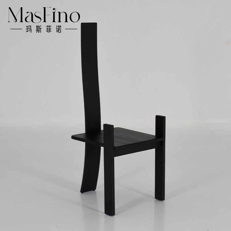 Masfinozhen wind ancient chair backchair black single chair designer living room solid wood chair personality