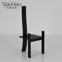 Masfinozhen wind ancient chair backchair black single chair designer living room solid wood chair personality